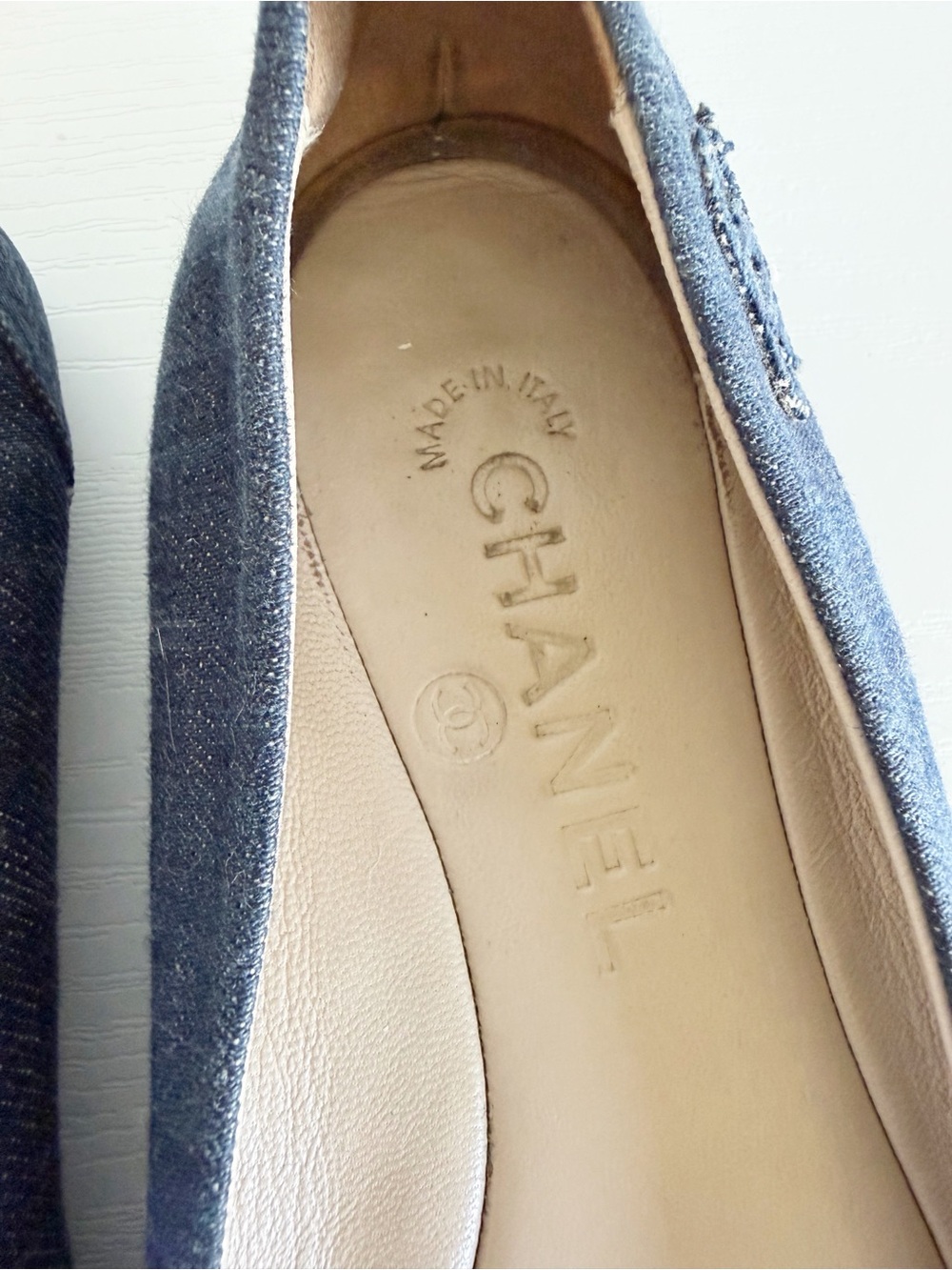 Chanel Blue Denim Cap Toe Ballet Flats Embroidered CC Logo EU 37 US 7 - Picture 11 of 12